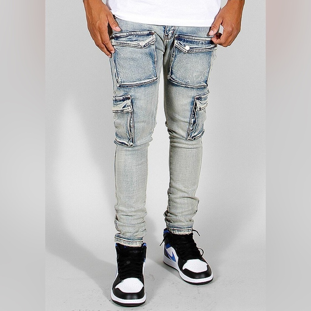 Sz various 602 Denim Cargo Pockets Light Wash